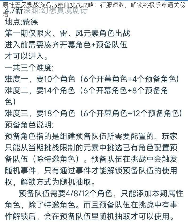 原神无尽骤战漩涡鸣奏曲挑战攻略：征服深渊，解锁终极乐章通关秘籍