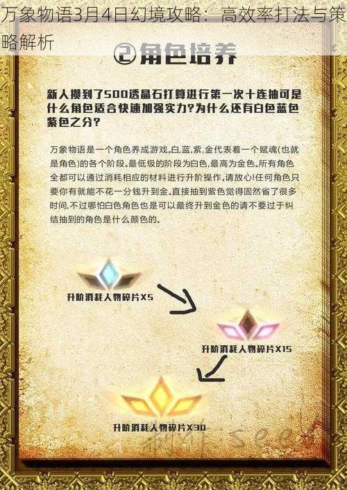 万象物语3月4日幻境攻略：高效率打法与策略解析