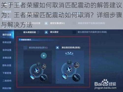 关于王者荣耀如何取消匹配震动的解答建议为：王者荣耀匹配震动如何取消？详细步骤与解决方法