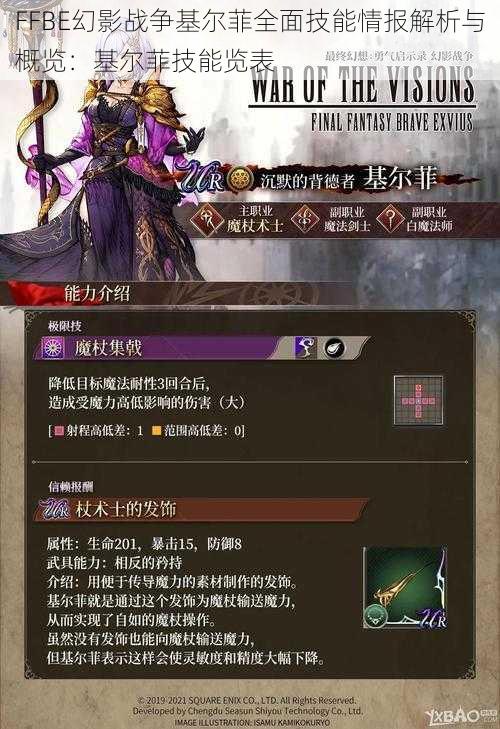 FFBE幻影战争基尔菲全面技能情报解析与概览：基尔菲技能览表