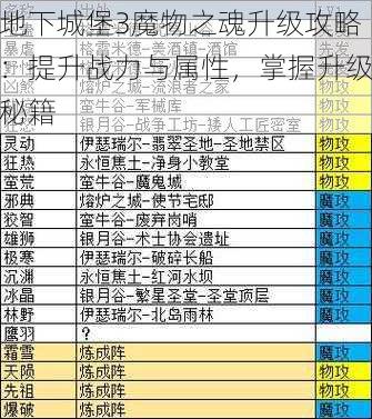 地下城堡3魔物之魂升级攻略：提升战力与属性，掌握升级秘籍