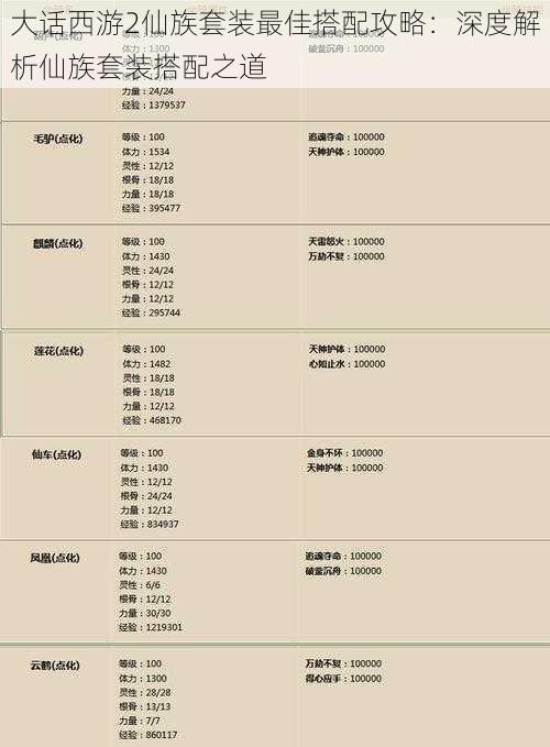 大话西游2仙族套装最佳搭配攻略：深度解析仙族套装搭配之道