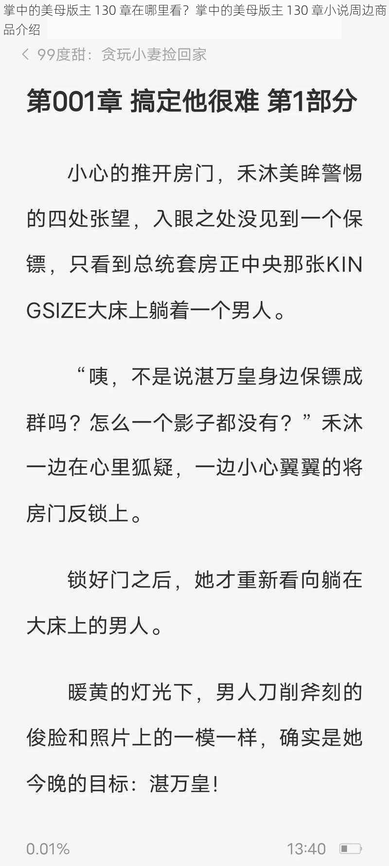 掌中的美母版主 130 章在哪里看？掌中的美母版主 130 章小说周边商品介绍