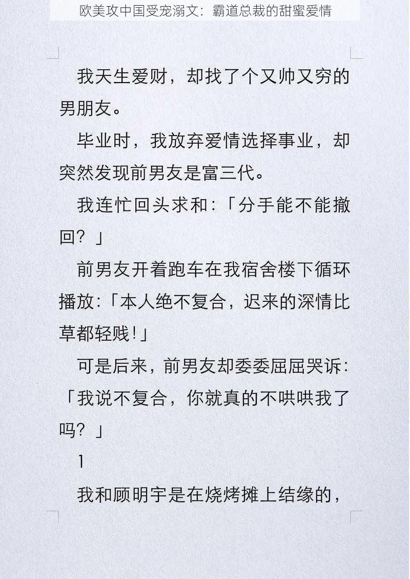 欧美攻中国受宠溺文：霸道总裁的甜蜜爱情